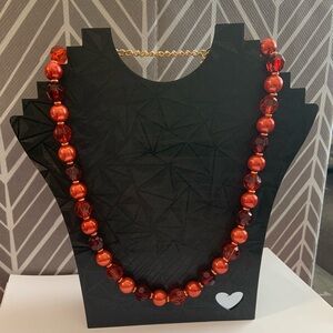 red faux pearl vintage red necklace